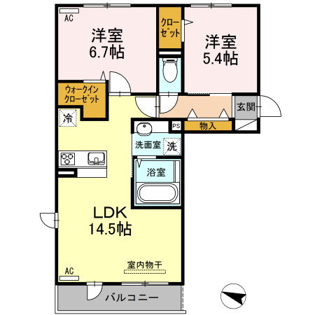 熊本市東区戸島西４丁目のアパートの間取り