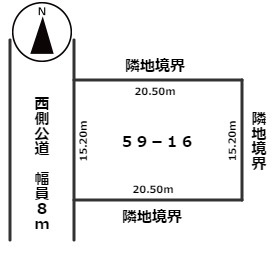 北見市相内町５９番１６　売地の土地図