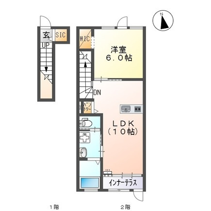 熊本市北区龍田陳内２丁目のアパートの間取り