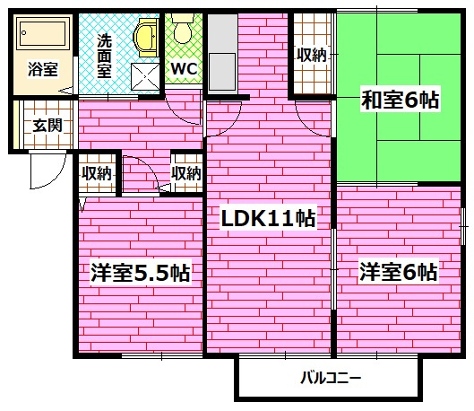 広島市安芸区矢野南４丁目のアパートの間取り