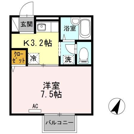 【間取り】 | ベル・セゾン | 1Kのお部屋です