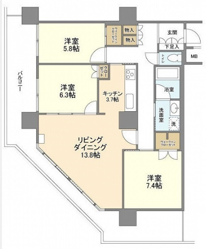 江東区豊洲５丁目の賃貸マンションの間取り