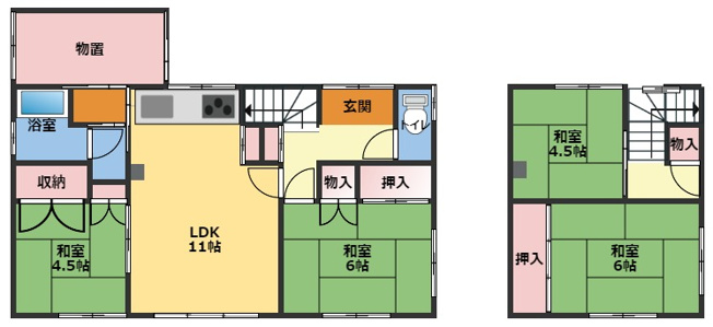 【間取り】 | 網走市緑町５－１－４　中古売家 | ４LDK