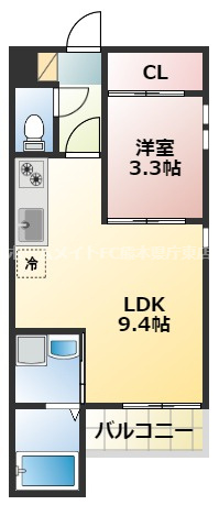 熊本市中央区九品寺４丁目のアパートの間取り