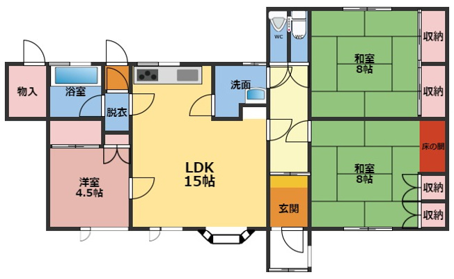 【間取り】 | 網走市字山里１８７番地３　中古売家