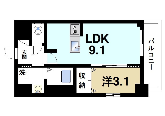LA RIVIERE OKAMOTOⅡの間取り|オシャレで人気のカウンタ―キッチンがあります