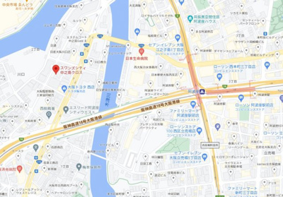 【地図】 | スワンズシティ中之島クロス