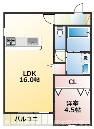 熊本市南区出仲間６丁目のアパートの間取り