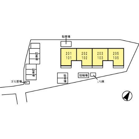 熊本市北区高平３丁目のアパートの区画図