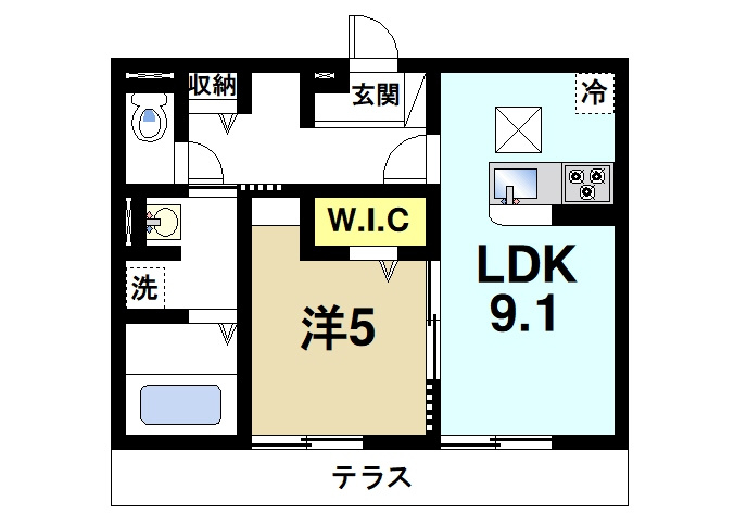 ソフィア（大安寺）の間取り|ゆったりと暮らせる1LDKの間取りです。