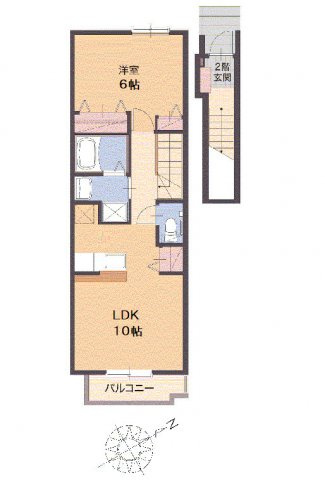 プライジアノブの間取り|♪カップルに大人気の1ＬＤＫ♪