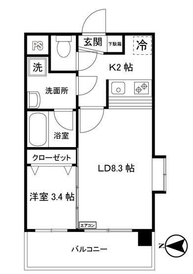 【間取り】 | サジテリアスワイ | 1LDKタイプはキッチンと寝室を分けたい方におすすめです☆カップルさんや新婚さんにも大人気！☆なんと言っても角部屋・二面採光なのが嬉しい♪