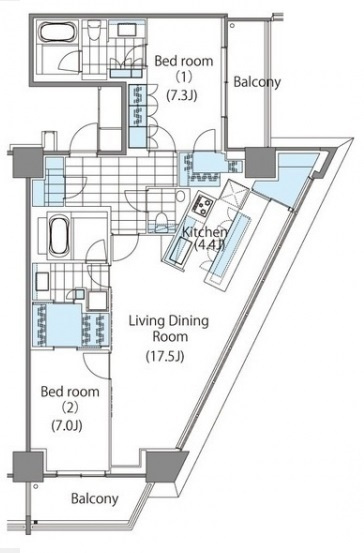 新宿区新宿６丁目の賃貸マンションの間取り