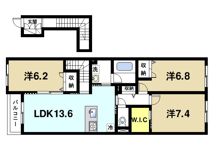 サンライズⅦの間取り|3LDKの間取りです