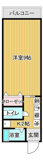 【間取り】 | ワンルームアパートメントＵＥＨＩＲＡ