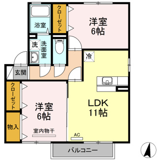 【間取り】 | ソレイユ千田　Ｄ