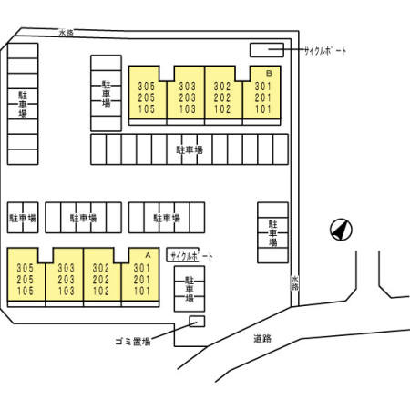熊本市東区保田窪３丁目のアパートの区画図
