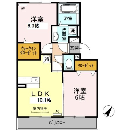 熊本市東区保田窪３丁目のアパートの間取り