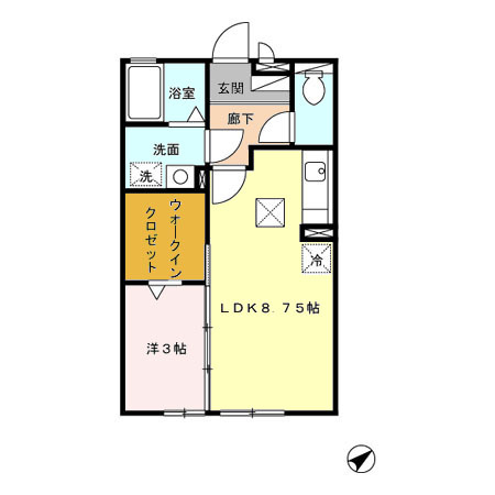 熊本市北区龍田６丁目のアパートの間取り