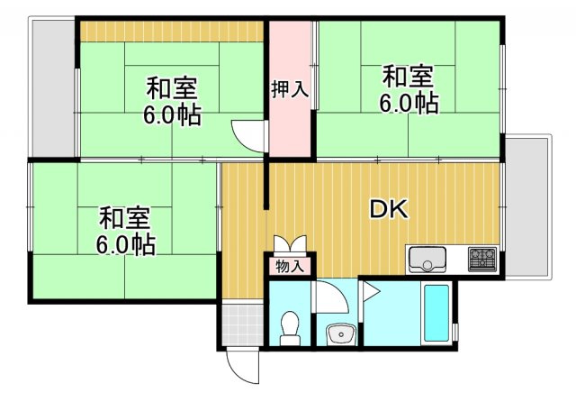 狭山遊園ハイツ6号棟の間取り