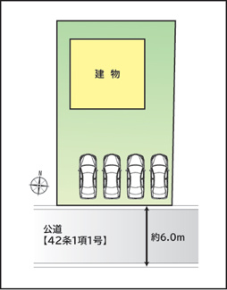【区画図】 | 甲斐市西八幡 平成24年築積水ハウス施工の中古住宅 南道路 | 敷地面積252.12平米 76坪の南道路整形地 カースペースは並列4台分 物置などの置き場もございます。