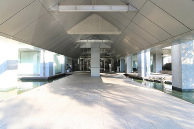 【エントランス】 | カデンツァ・ザ・タワー | マンション入り口前には水辺もあり綺麗です。