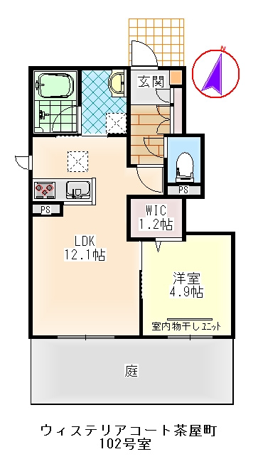 ウィステリアコート茶屋町の間取り|ウイステリアコート茶屋町102号室