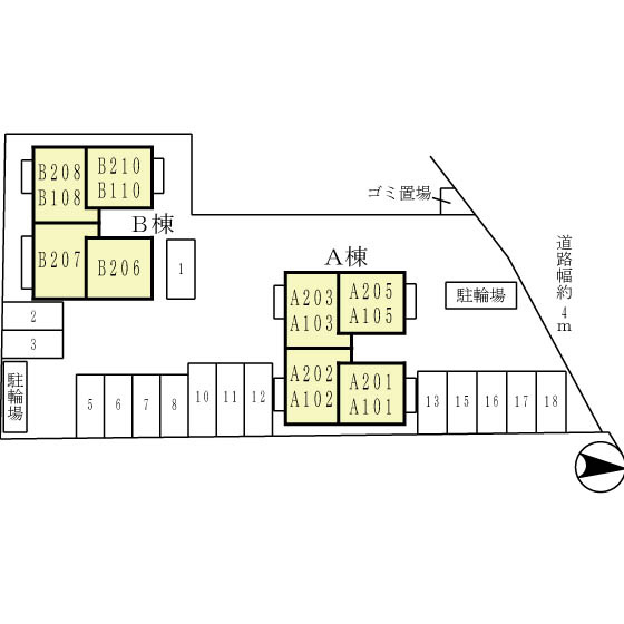 ハピネス・フューチャー B棟の区画図