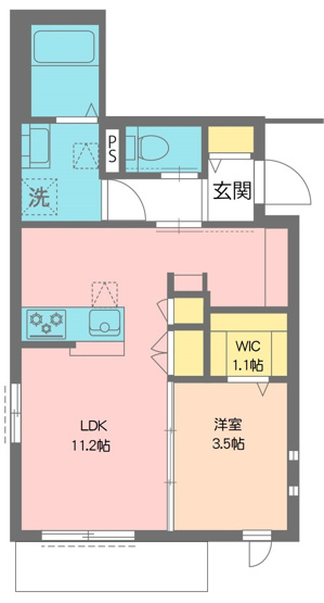 【間取り】 | エクレールコート | 1.1帖WICとペットスペース付収納のあるお部屋です