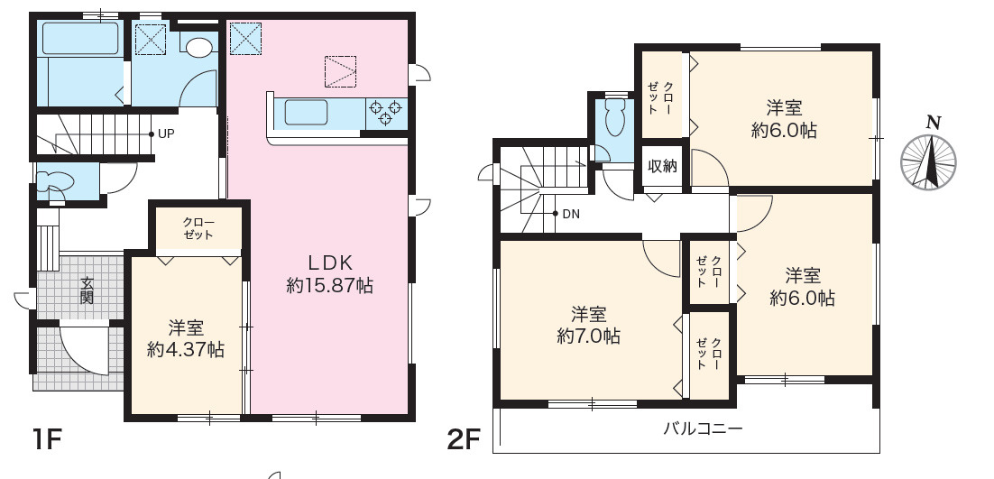 清須市新清洲3棟 全3棟 2号棟＜仲介手数料無料＞清洲小・清洲中　新築一戸建て