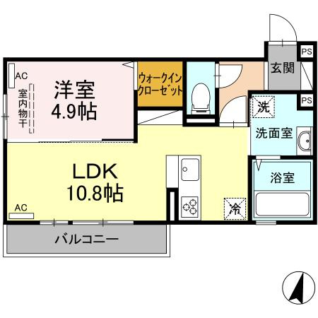 熊本市東区長嶺東８丁目のアパートの間取り