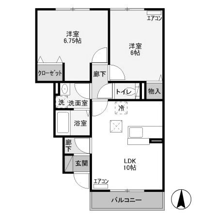 【間取り】 | プリムヴェール上並榎 B