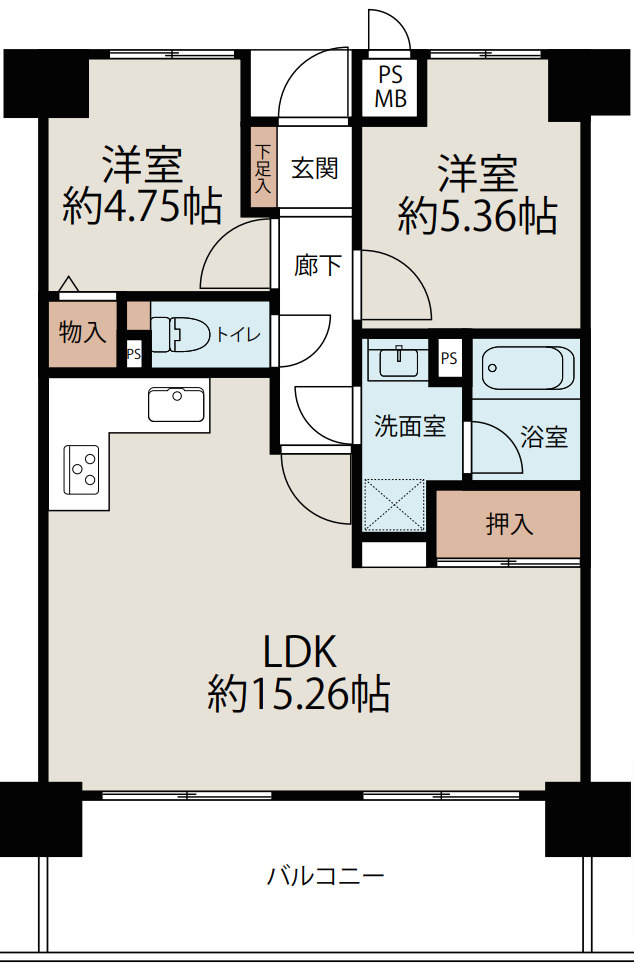 ハイネスプリモール城東の間取り|中古マンション　3ＬＤＫ　専有面積：54.00平米　バルコニー面積：11.52平米　南向き