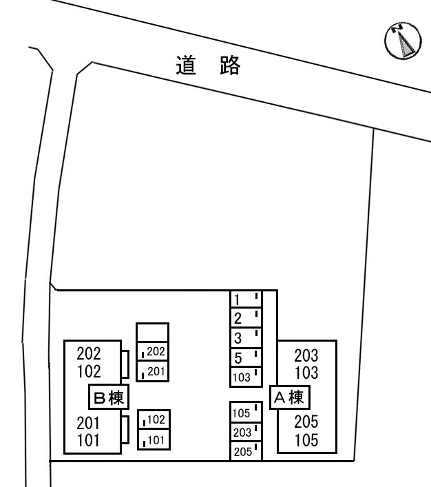 ディアスすぎB棟の区画図