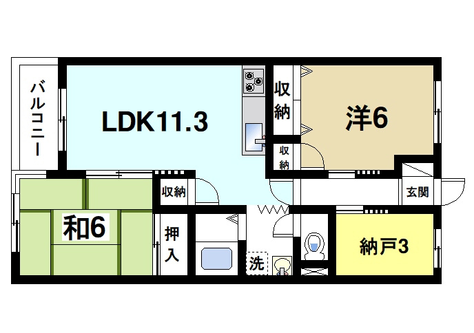 シャトー三島の間取り|広いリビングが魅力的なマンションです
