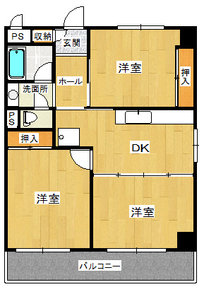 【間取り】 | 海浜不動産第2ビル | 3DK