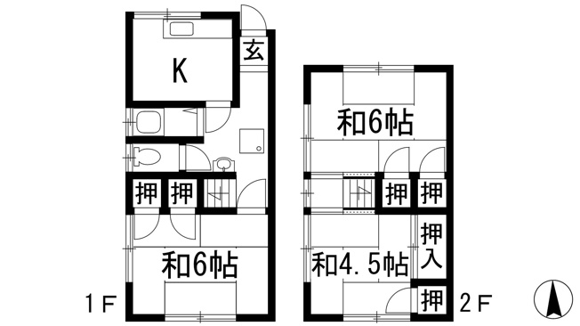 【間取り】 | 神田1丁目松田連棟貸家（2戸1）