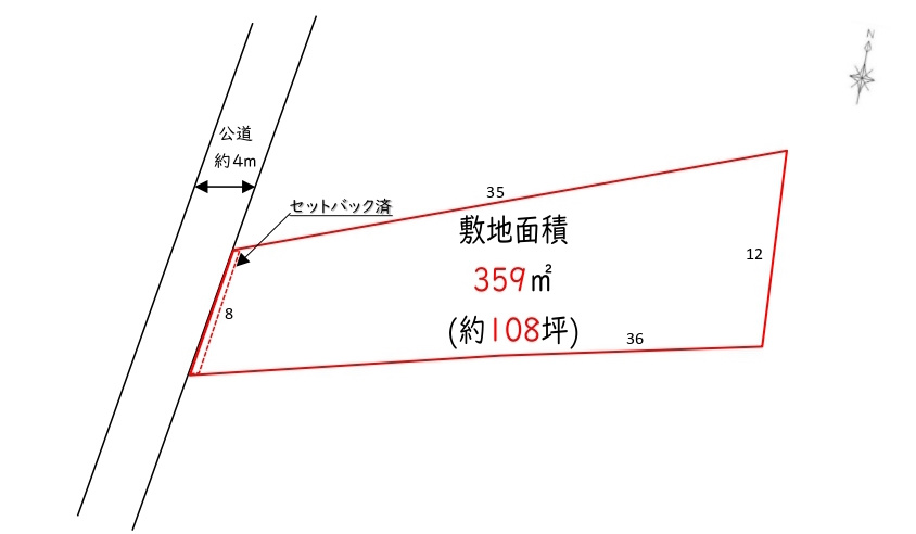 坂戸市中小坂　売地の土地図|並列駐車可能です♪