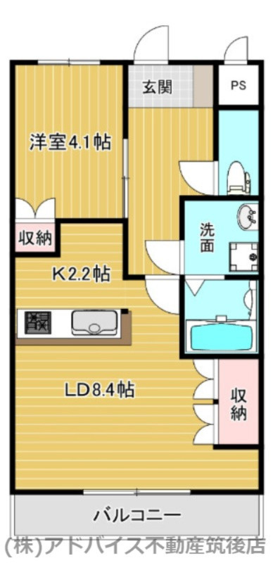 筑後市大字上北島の賃貸マンションの間取り
