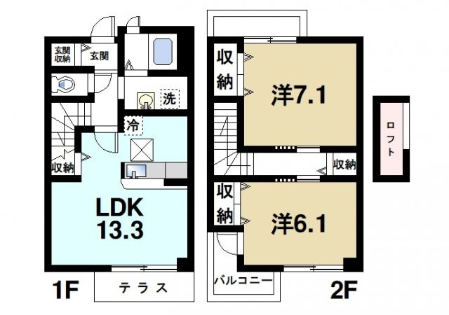コンフォート浅古Ⅱの間取り|2LDKの間取り