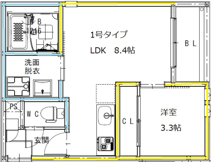 熊本市西区池田１丁目のアパートの間取り