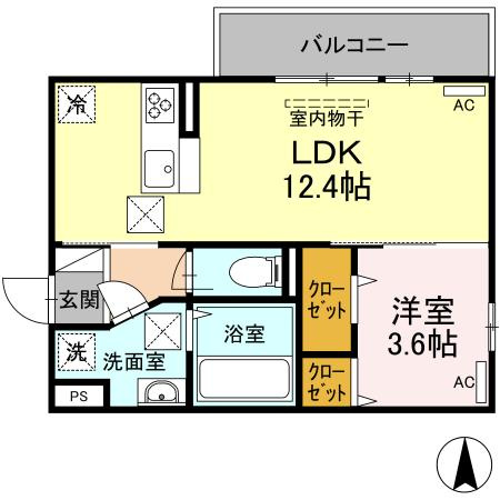 熊本市東区花立３丁目のアパートの間取り