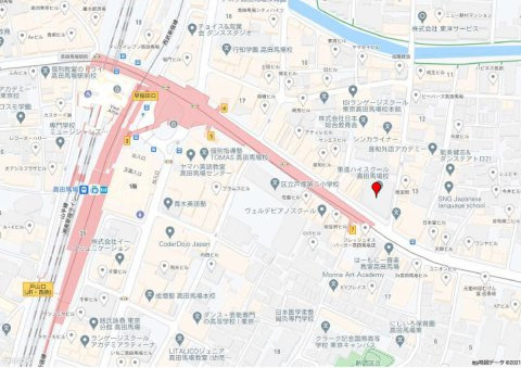新宿区高田馬場２丁目の事務所の地図