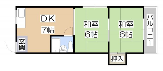 【間取り】 | 大ケイハイツ | 大ケイハイツ　２DK　２人入居可能
