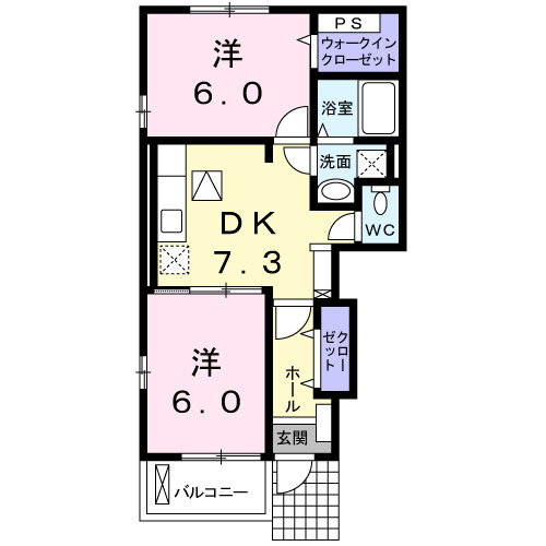 一宮市古見町のアパートの間取り|間取図