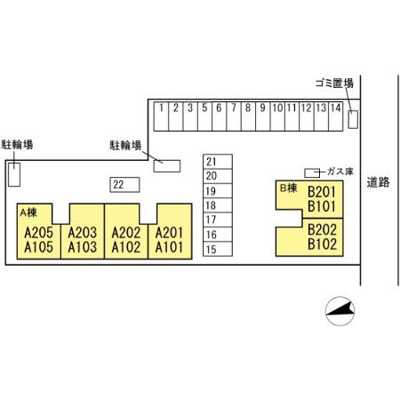グランディールA棟の区画図