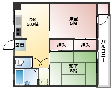 広島市西区己斐西町の賃貸マンションの間取り