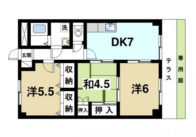 エスポワール（大福）の間取り|3DKの間取り