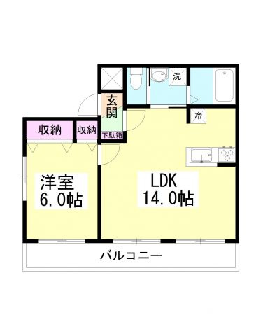 ビレア幕張本郷の間取り|スタンダードな１ＬＤＫ