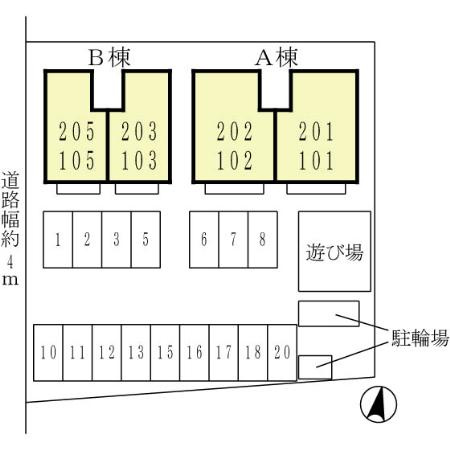 ハイツミモザA棟の区画図